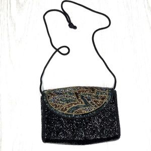 Talbots Sparkly Black Beaded Mini Crossbody Bag